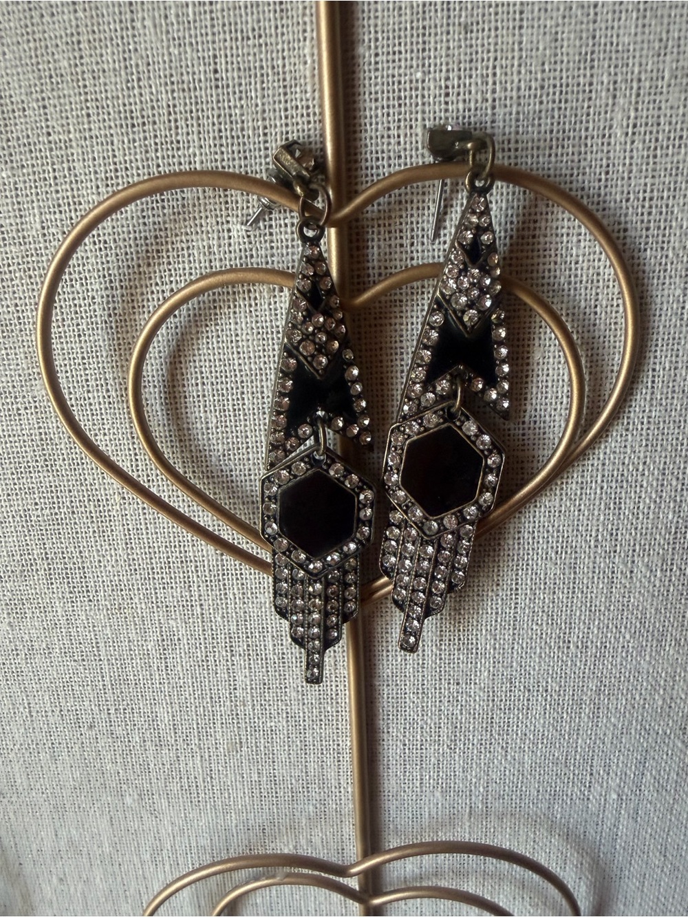 Art Deco Black and Silver Drop Earrings
